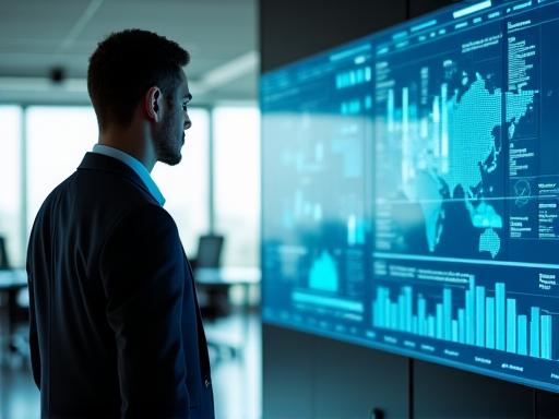 Professional specialist reviewing data transparency charts